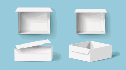 White closed and open cardboard box mockup. Realistic