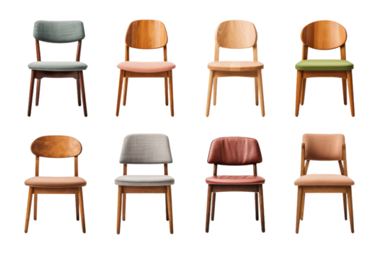 Kaleidoscope of Seating Options on a Clear PNG or White Background.