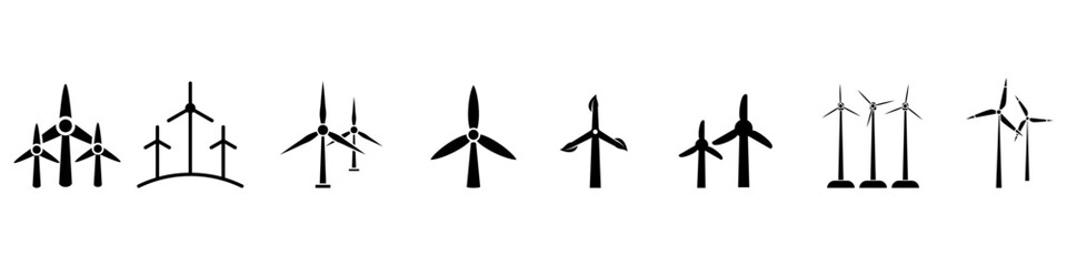 Wind energy icon vector set. Windmill illustration sign collection. Wind power plant symbol. Alternative energy logo.