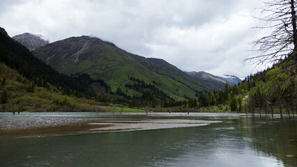 Beautiful landscape near Siguniang Mountain in Sichuan, China.