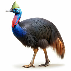 a full body cassowary white background