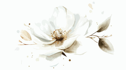 White single flower watercolor floral illustration designs