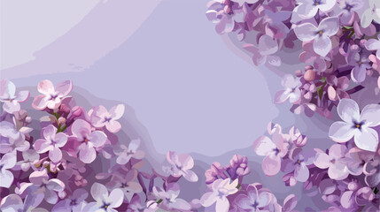 Festive postcard with flowers on lilac background.