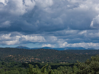 landscape, view, spain, mountains, sky, clouds, blue, peaks, nat