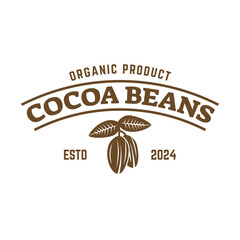 Vintage cocoa bean, cocoa plant logo icon vector template