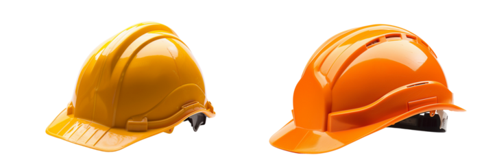 Two hard hats cutout on transparent background