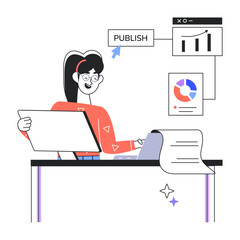 Publish data online, linear mini illustration 