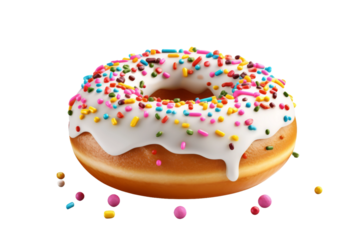 Glittering Galaxy Donut on a Clear PNG or White Background.
