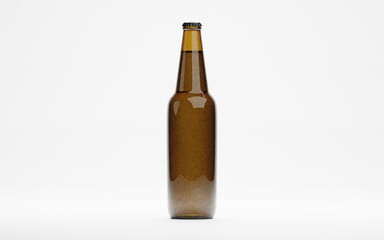3d render of isolated beer or liquor alcohol glass bottles on white