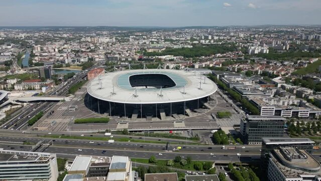 Stade de France, Paris. Aerial Drone circular view