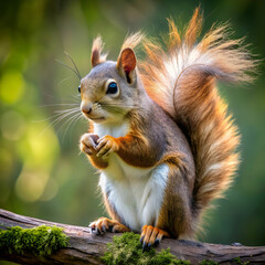 Fototapeta premium a squirrel with a realistic fluffy tail sits on a
