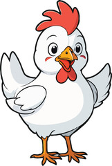 Happy Easter chicken standing and observing