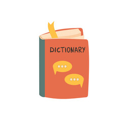 Dictionary isolated on white background. Vector flat illustration