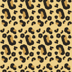 Leopard seamless pattern. Animal skin fur print endless background. Exotic wild repeat cover. Stylized spots simply loop ornament. Vector illustration.