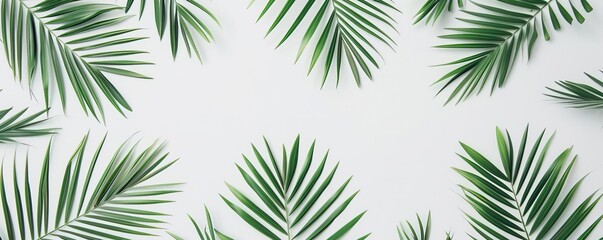 Fototapeta premium flat lay of palms on a white background,in the style of digital minimalism,pattern,bold color,beautiful,art-director photography
