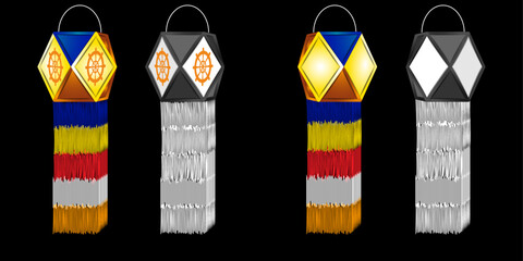 Vesak cages set. Realistic buddhist vesak symbol. vesak lantern for festival. Ready premium use. Vector illustration Concept. © C-TOPICS