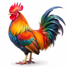 Fototapeta premium a vibrant colors rooster white background