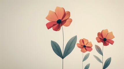 Minimalistic orange flowers wallpaper.