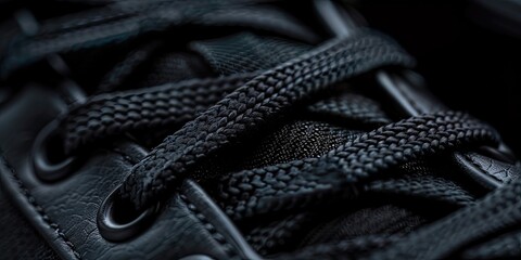 Macro Shot of Black Athletic Shoe Laces