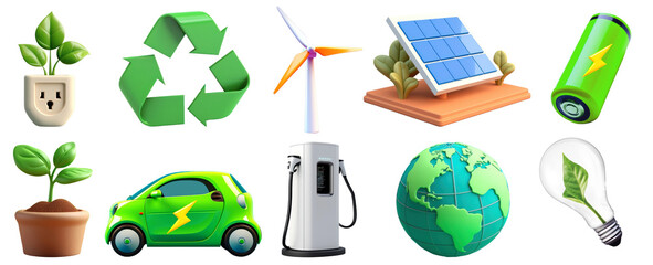 3d environments png element set on transparent background