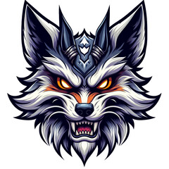 Fototapeta premium wolf head mascot, Guardian of the Forest: A Digital Painting of a Wolf Mascot Protecting Its Territory