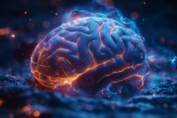 3D brain technology in the night 