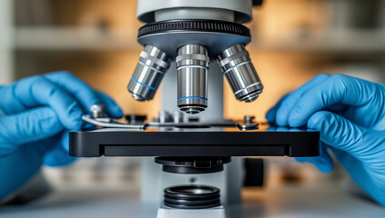 Check the close-up of the microscope with a metal lens.