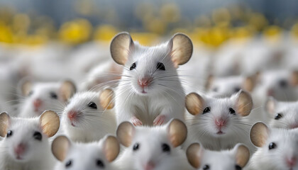 The Whimsical Gathering of Snowy Mice. Generative AI