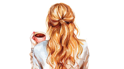 Young girl with cup of coffee teenager beautiful girl