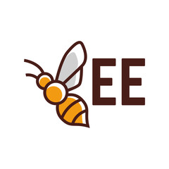 Bee hive and honey logo flat vector design