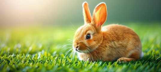Fototapeta premium Charming rabbit enjoying a peaceful moment in a verdant meadow or cozy wooden hutch