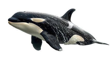 killer whale png ,side view of orca whale isolated on transparent background ,generative ai