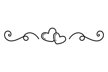 Decorative border with hearts for design of wedding invitations and greeting cards