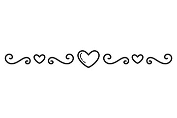 Decorative border with hearts for design of wedding invitations and greeting cards