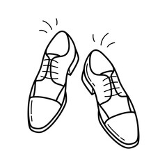 Men's formal shoes. Wedding item. Simple linear hand drawn doodle illustration