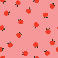 Seamless pattern with oranges, fruits pattern on pink pattern . Vector illustration.	
