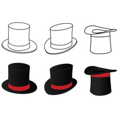 Magic hat illustration set. Magician hat