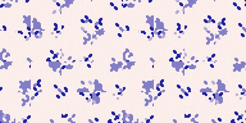 Faded electric blue glitch geo washed effect seamless border. Indigo dye grungy blotched distress abstract ribbon texture repeat. 