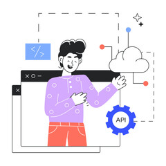 Check out linear mini illustration of a web api 