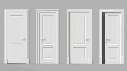 3d open and close white house or room door frame. 