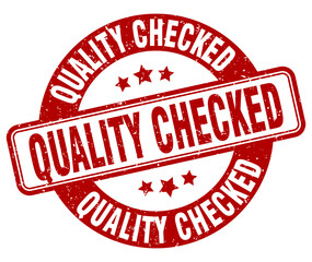 quality checked stamp. quality checked label. round grunge sign