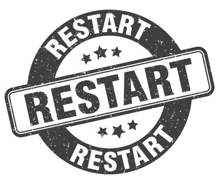 restart stamp. restart label. round grunge sign