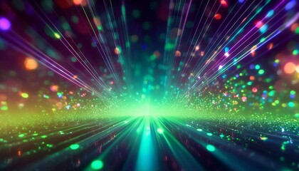 Fototapeta premium Firefly Abstract flying green particles of light on a black background; the concept is the idea