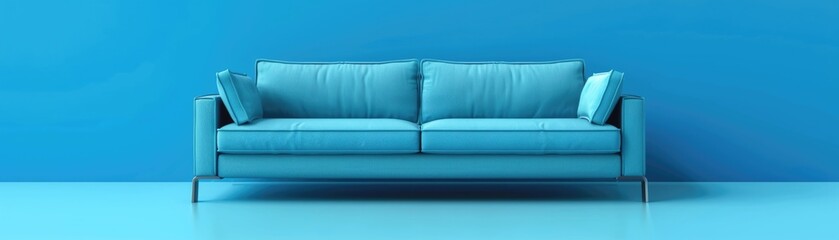 Modern blue minimalistic sofa.