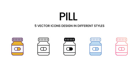 Pill  Icons different style vector stock illustration