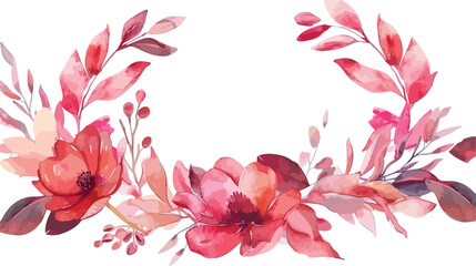 Watercolour Floral Wreath Scarlet Pink Spring Arrange