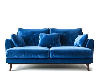 Blue sofa isolated on white background with clipping path