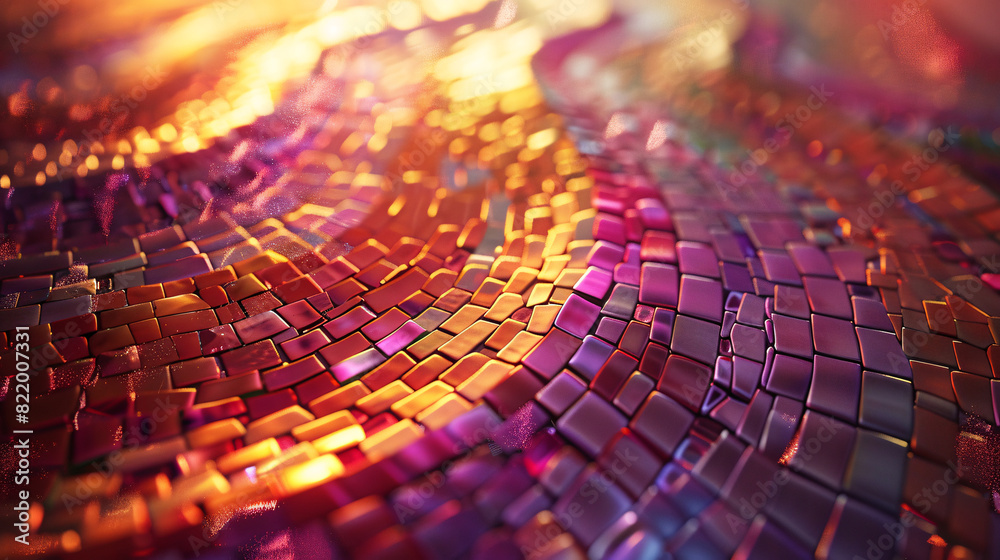 Fototapete a close up of a mosaic tile floor with the sun shining through the center of the mosaic pattern