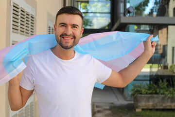 Fototapeta premium Human supporting the trans movement with solidarity
