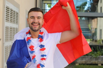 French supporter rocking the blue, white and red colors